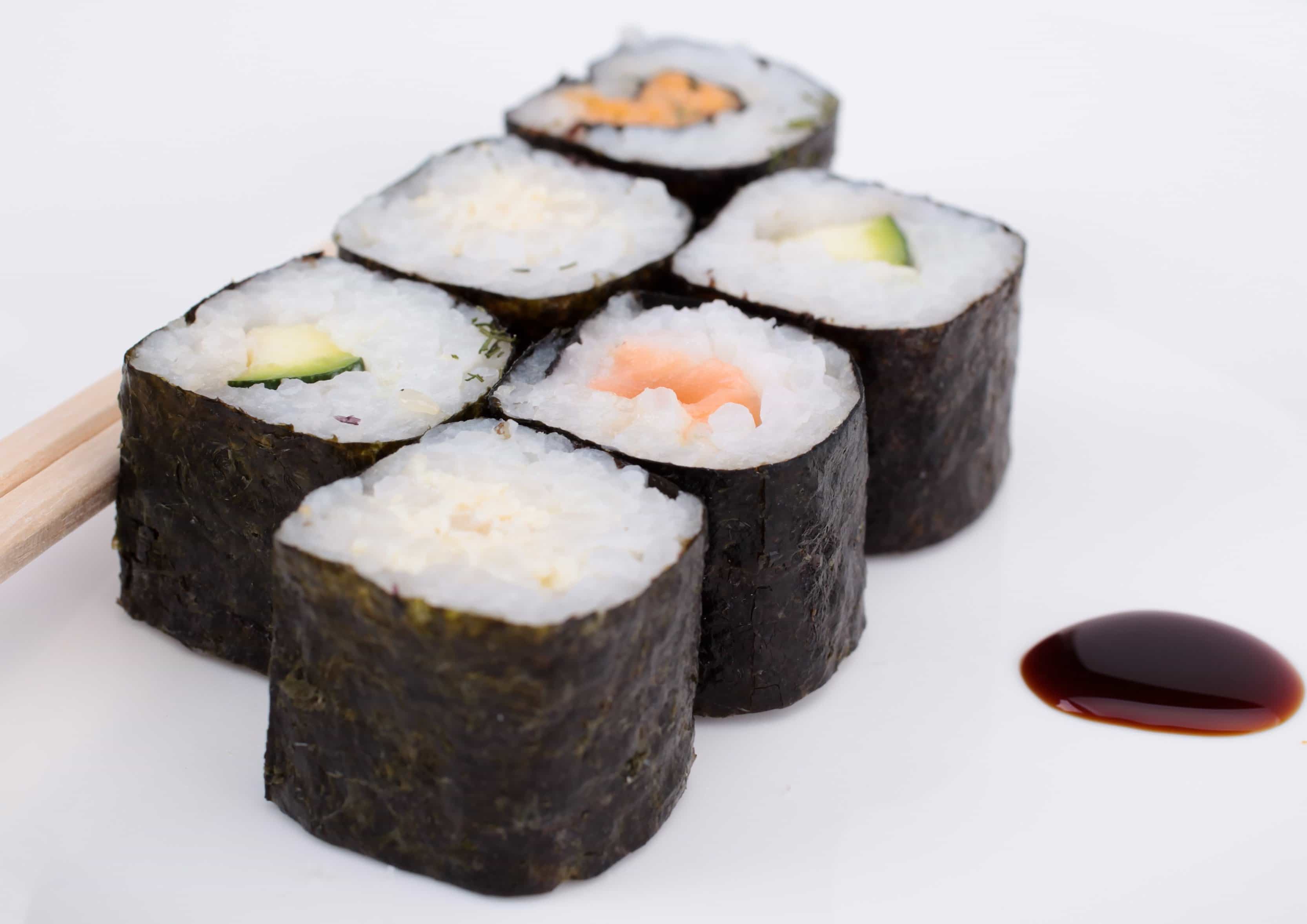 Dish contains sushi